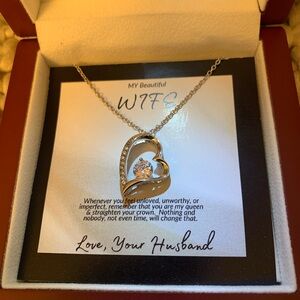 14K White Gold Forever Love Necklace Message Card